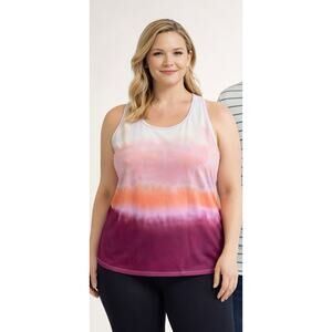 Athleta Tie Dye Tank Top Womens 1X Pink Orange Purple Athletic Yoga